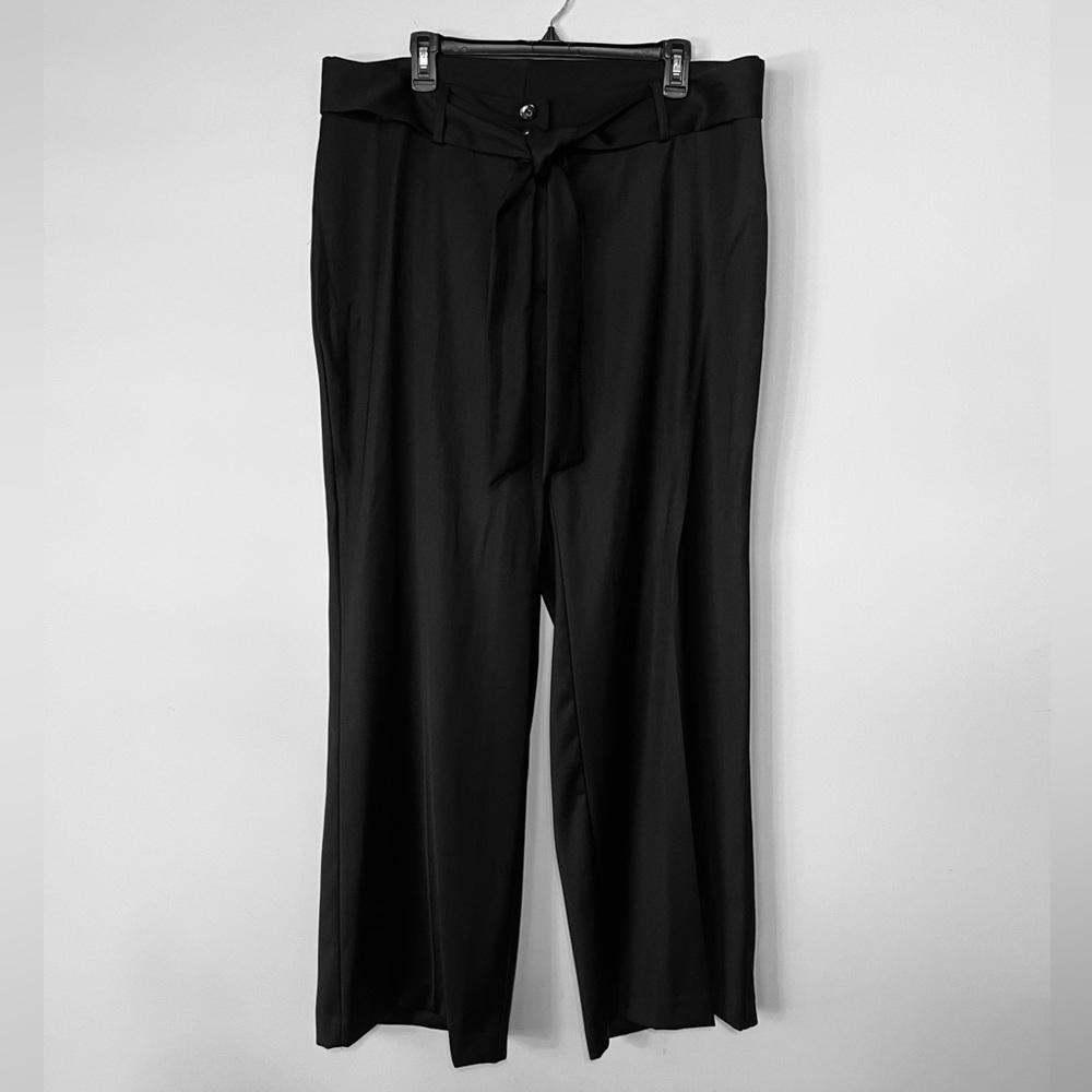 Ashley Stewart NWT Black Wide-Leg Trousers with Tie Waist